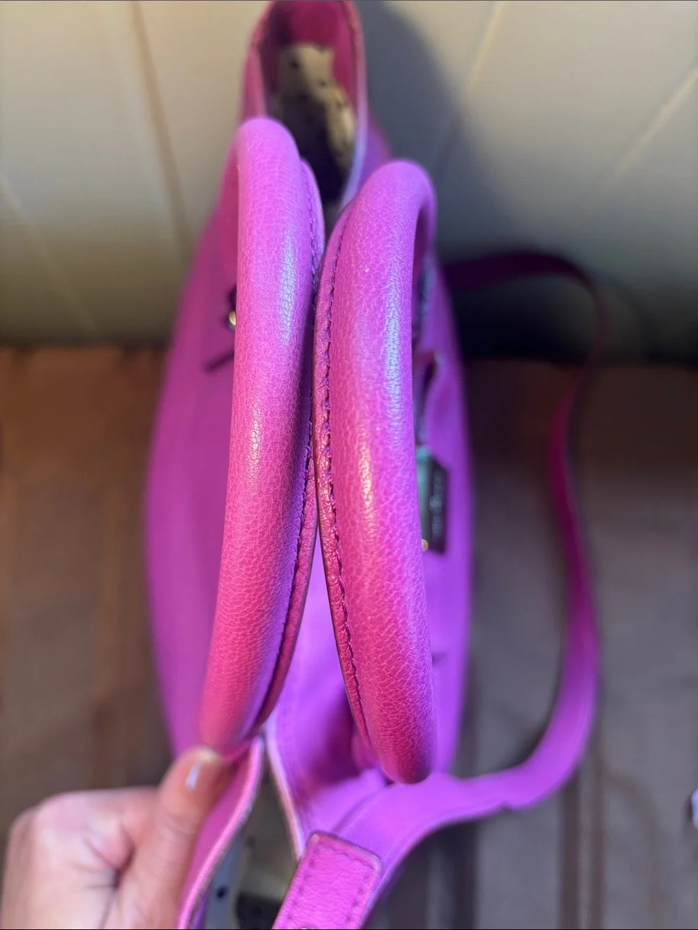 kate spade Vibrant Fuchsia Leather Satchel with Detachable Strap